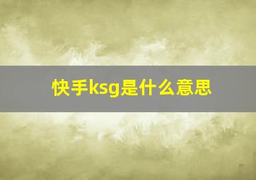 快手ksg是什么意思