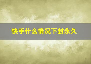 快手什么情况下封永久