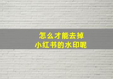 怎么才能去掉小红书的水印呢