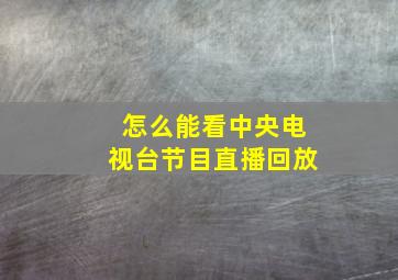 怎么能看中央电视台节目直播回放