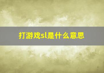 打游戏sl是什么意思