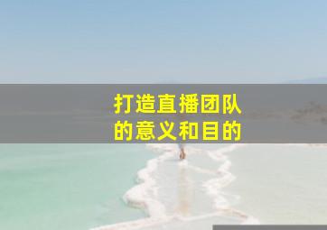 打造直播团队的意义和目的