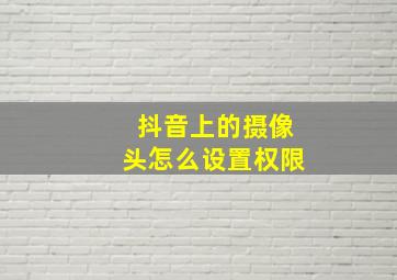 抖音上的摄像头怎么设置权限