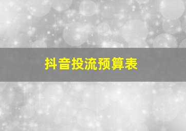 抖音投流预算表