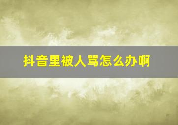 抖音里被人骂怎么办啊