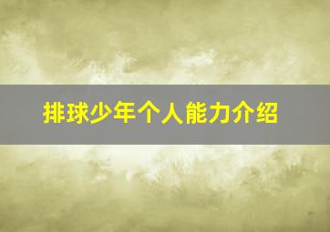 排球少年个人能力介绍