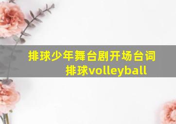 排球少年舞台剧开场台词排球volleyball