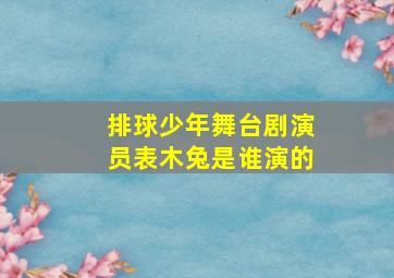 排球少年舞台剧演员表木兔是谁演的