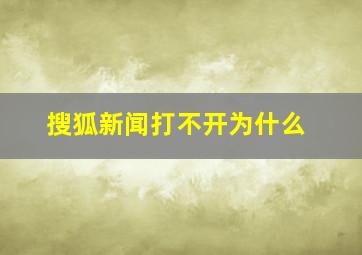 搜狐新闻打不开为什么