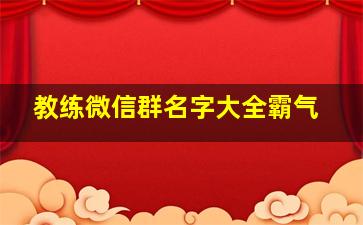 教练微信群名字大全霸气