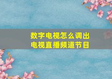 数字电视怎么调出电视直播频道节目