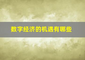 数字经济的机遇有哪些