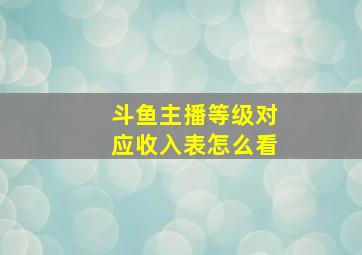 斗鱼主播等级对应收入表怎么看