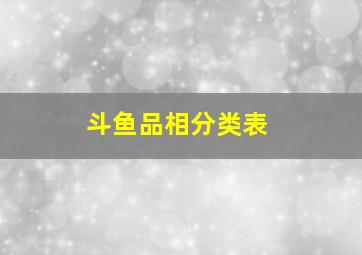 斗鱼品相分类表