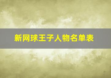 新网球王子人物名单表