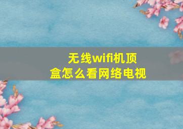 无线wifi机顶盒怎么看网络电视