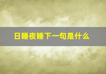 日睡夜睡下一句是什么