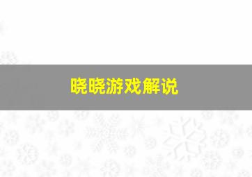 晓晓游戏解说