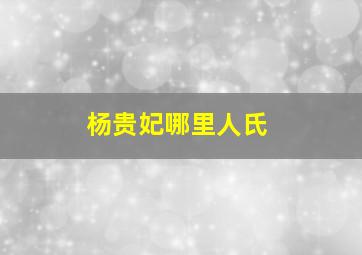 杨贵妃哪里人氏