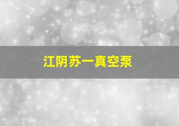 江阴苏一真空泵