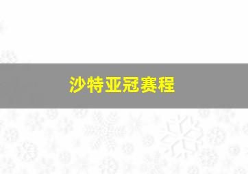 沙特亚冠赛程