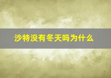 沙特没有冬天吗为什么