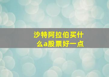 沙特阿拉伯买什么a股票好一点