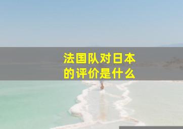 法国队对日本的评价是什么