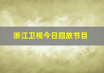 浙江卫视今日回放节目