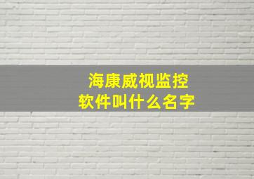 海康威视监控软件叫什么名字