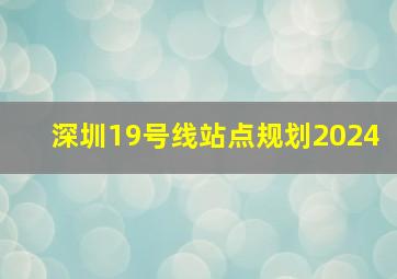 深圳19号线站点规划2024