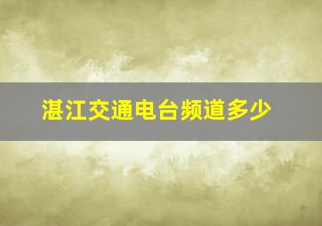 湛江交通电台频道多少