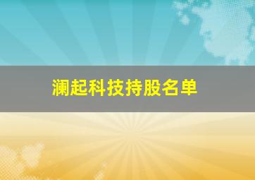 澜起科技持股名单