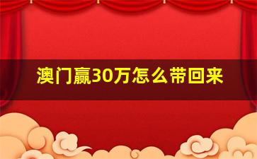 澳门赢30万怎么带回来