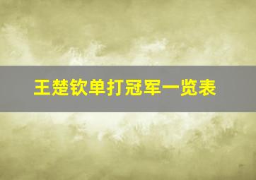 王楚钦单打冠军一览表