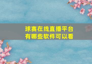 球赛在线直播平台有哪些软件可以看