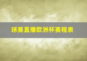 球赛直播欧洲杯赛程表