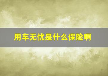 用车无忧是什么保险啊