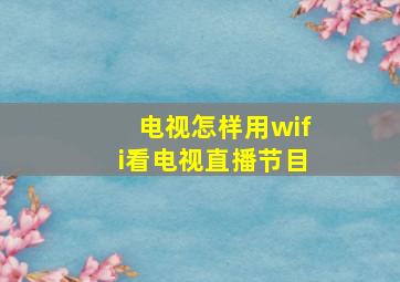 电视怎样用wifi看电视直播节目