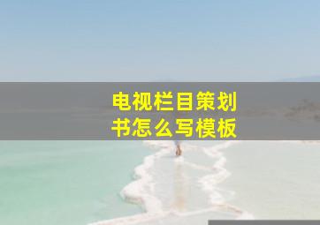 电视栏目策划书怎么写模板