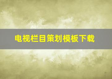 电视栏目策划模板下载