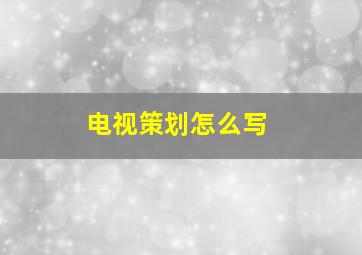 电视策划怎么写