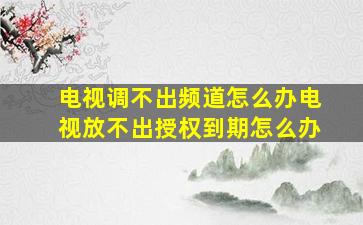 电视调不出频道怎么办电视放不出授权到期怎么办