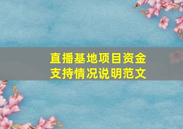 直播基地项目资金支持情况说明范文