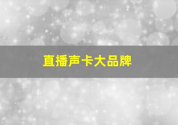 直播声卡大品牌