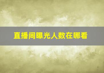 直播间曝光人数在哪看