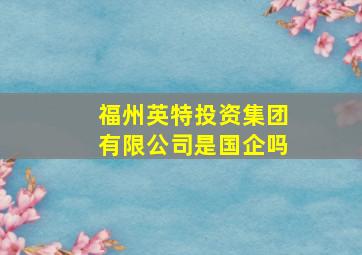 福州英特投资集团有限公司是国企吗