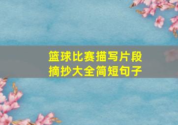 篮球比赛描写片段摘抄大全简短句子