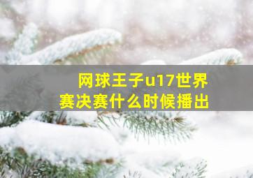 网球王子u17世界赛决赛什么时候播出