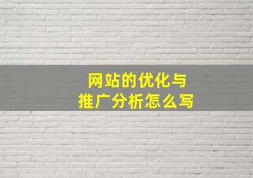 网站的优化与推广分析怎么写